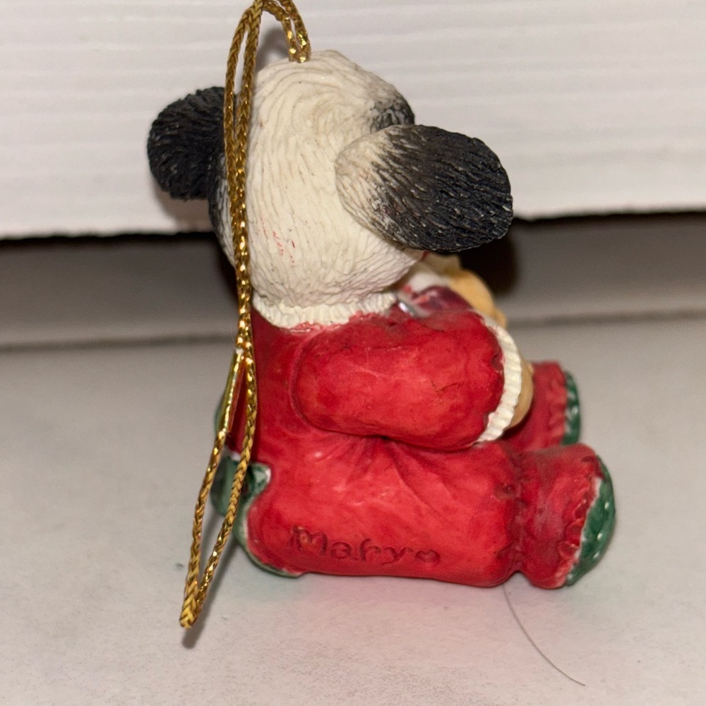 Vintage 1994 Enesco Mary's Moo Moos Baby Cow Ornament with Candy Cane - Picture 4 of 6